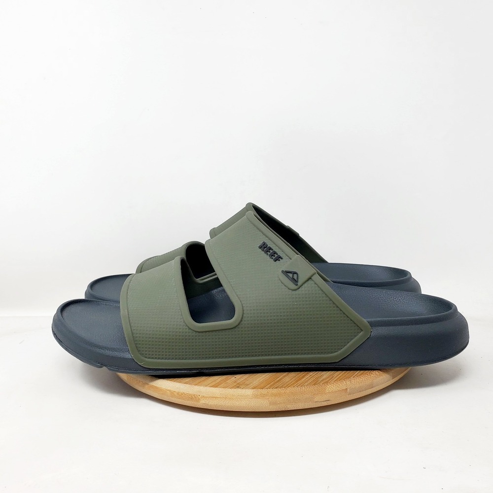 REEF Sandals Mens 12 Oasis Double Up Slide Green Black Pool Beach Straps Shoes